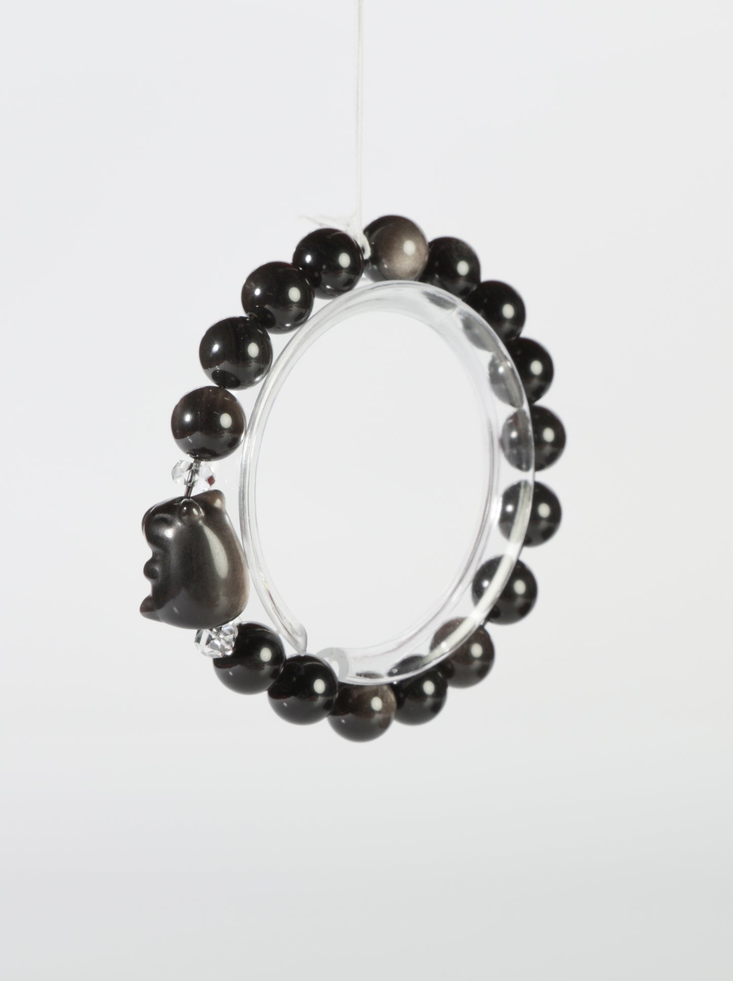 Silver Obsidian Capybara Bracelet