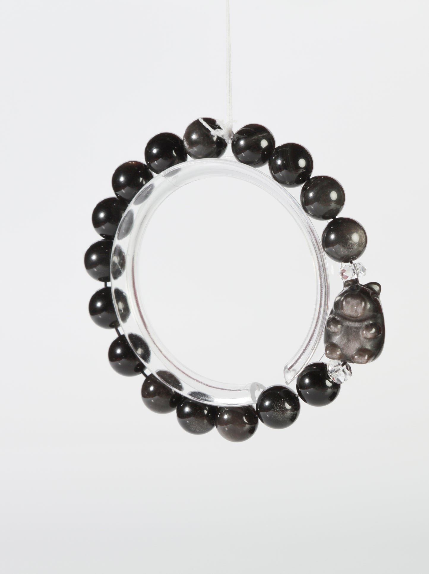 Silver Obsidian Capybara Bracelet